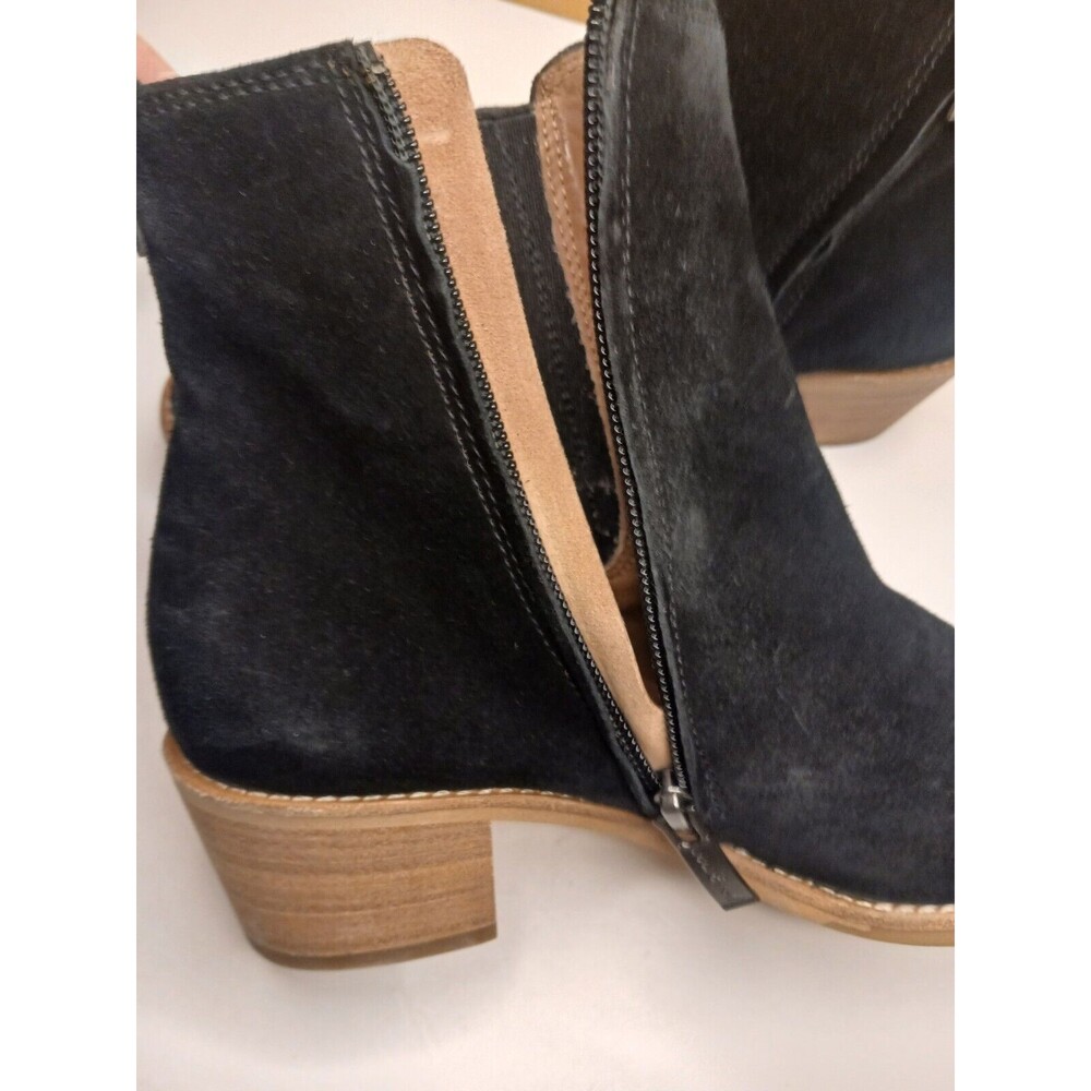PAUL GREEN Sz 5.5 Sante Soft Black Suede Stretch Panel Zip-up Bootie Western - Picture 13 of 16